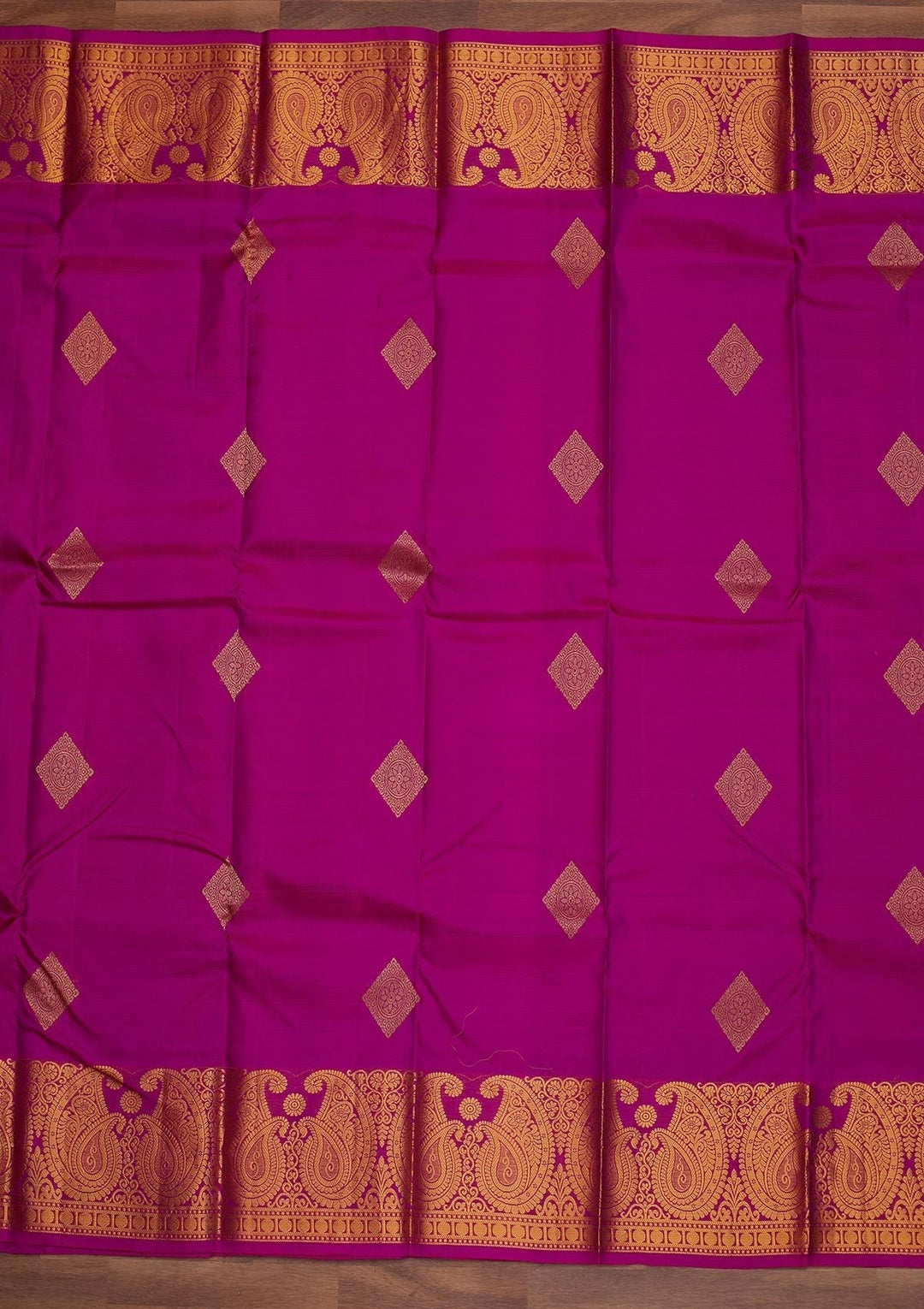 Magenta Pink Zariwork Pure Silk Designer Saree - Koskii