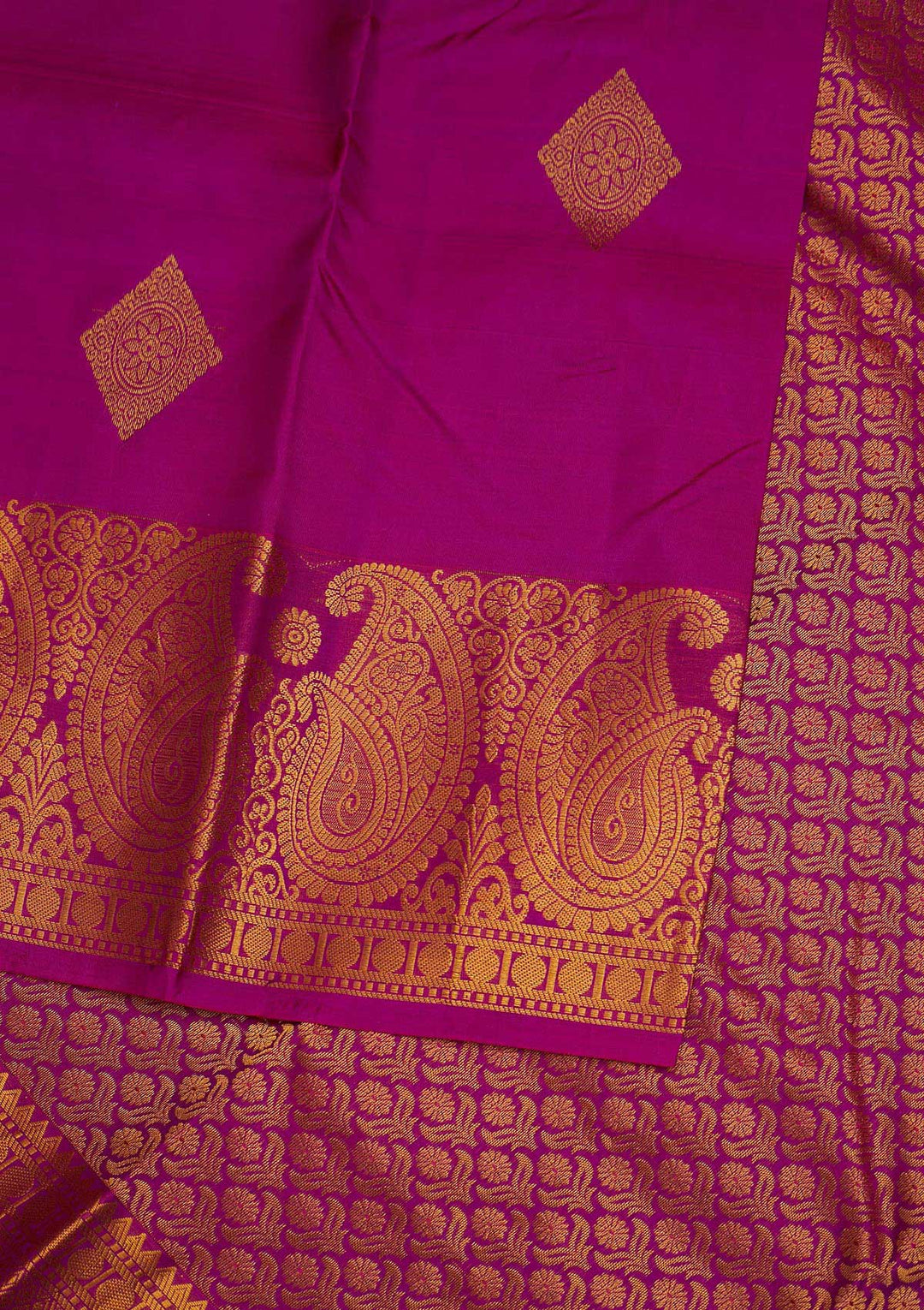 Magenta Pink Zariwork Pure Silk Designer Saree - Koskii