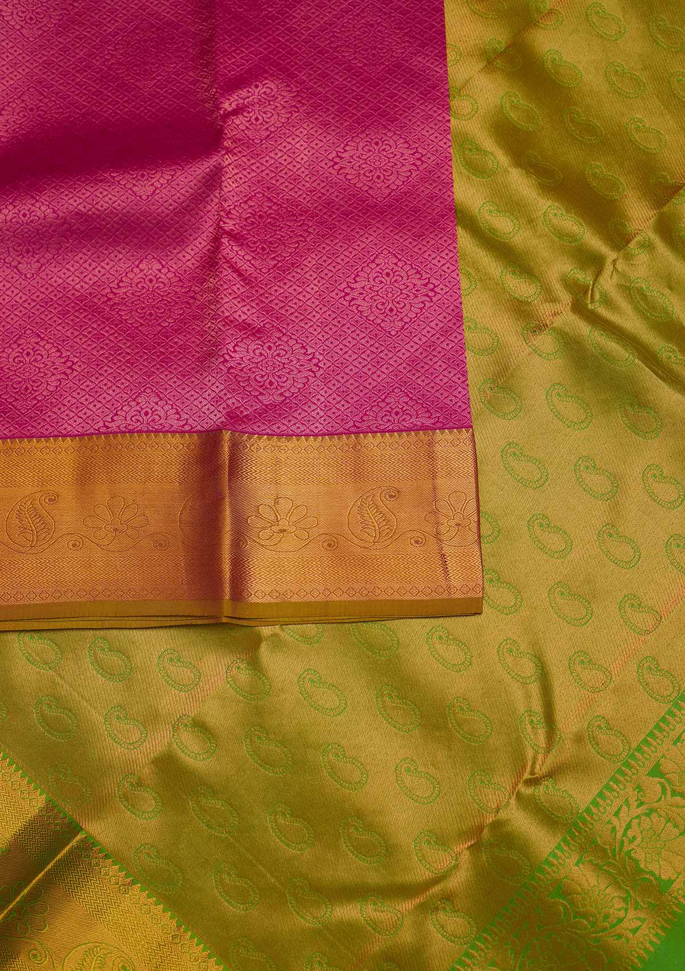 Magenta Pink Zariwork Pure Silk Designer Saree - Koskii