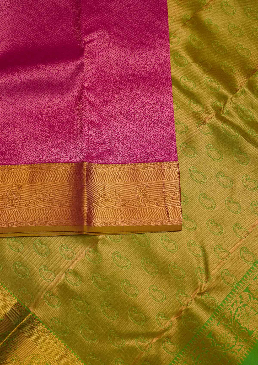 Magenta Pink Zariwork Pure Silk Designer Saree - Koskii