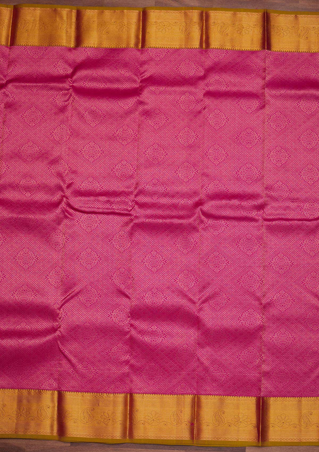 Magenta Pink Zariwork Pure Silk Designer Saree - Koskii