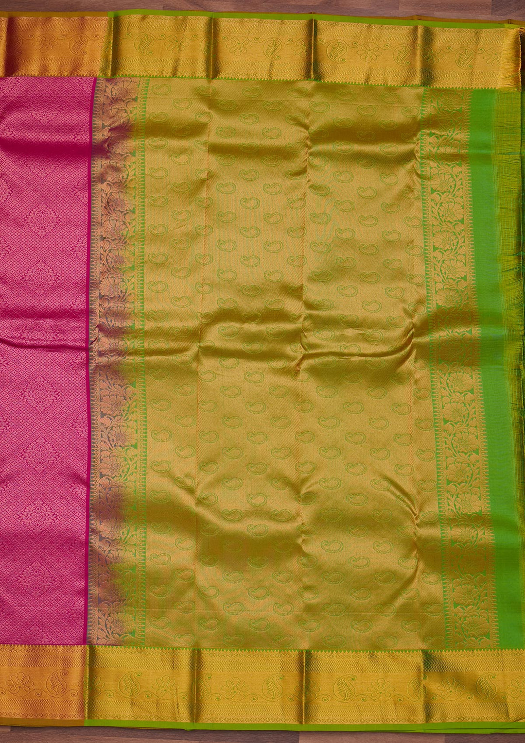 Magenta Pink Zariwork Pure Silk Designer Saree - Koskii