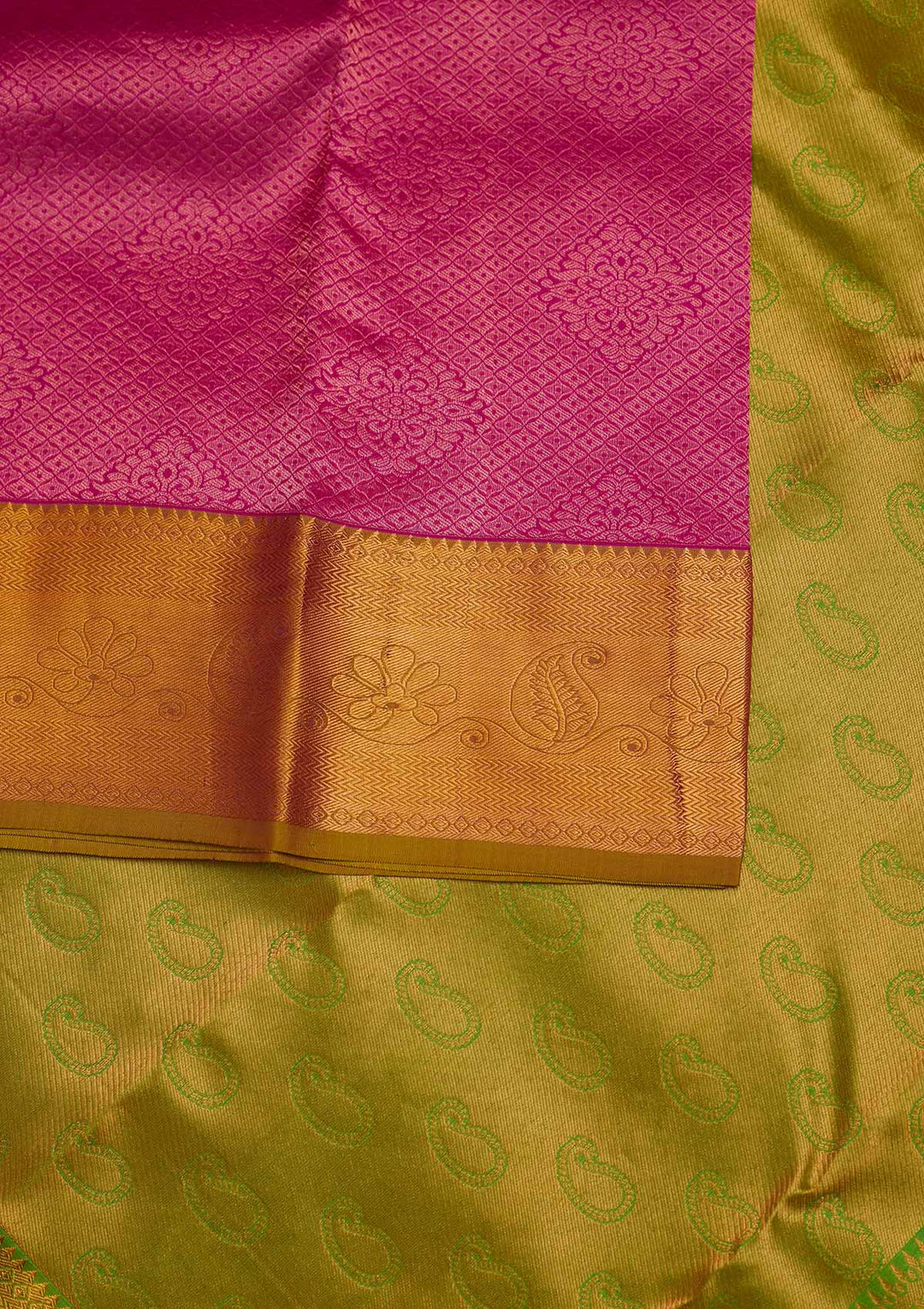 Magenta Pink Zariwork Pure Silk Designer Saree - Koskii