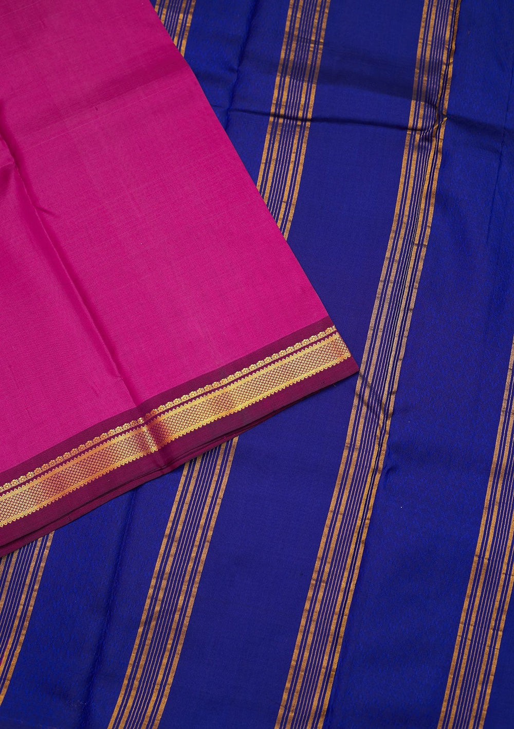 Magenta Pink Zariwork Pure Silk Saree - Koskii