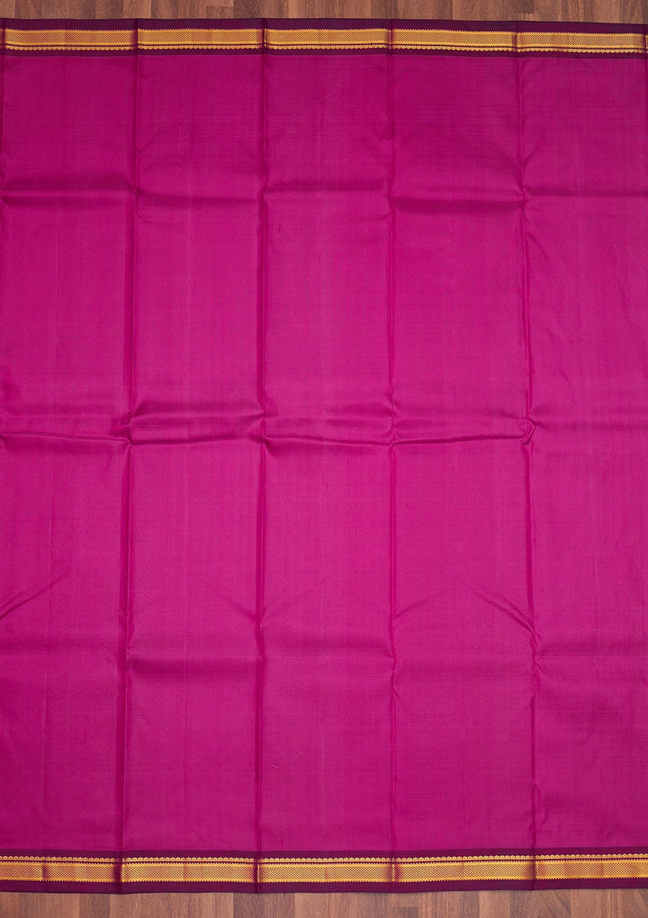 Magenta Pink Zariwork Pure Silk Saree - Koskii