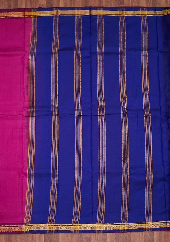Magenta Pink Zariwork Pure Silk Saree - Koskii