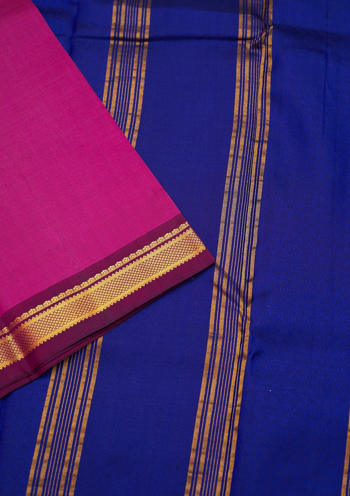 Magenta Pink Zariwork Pure Silk Saree - Koskii