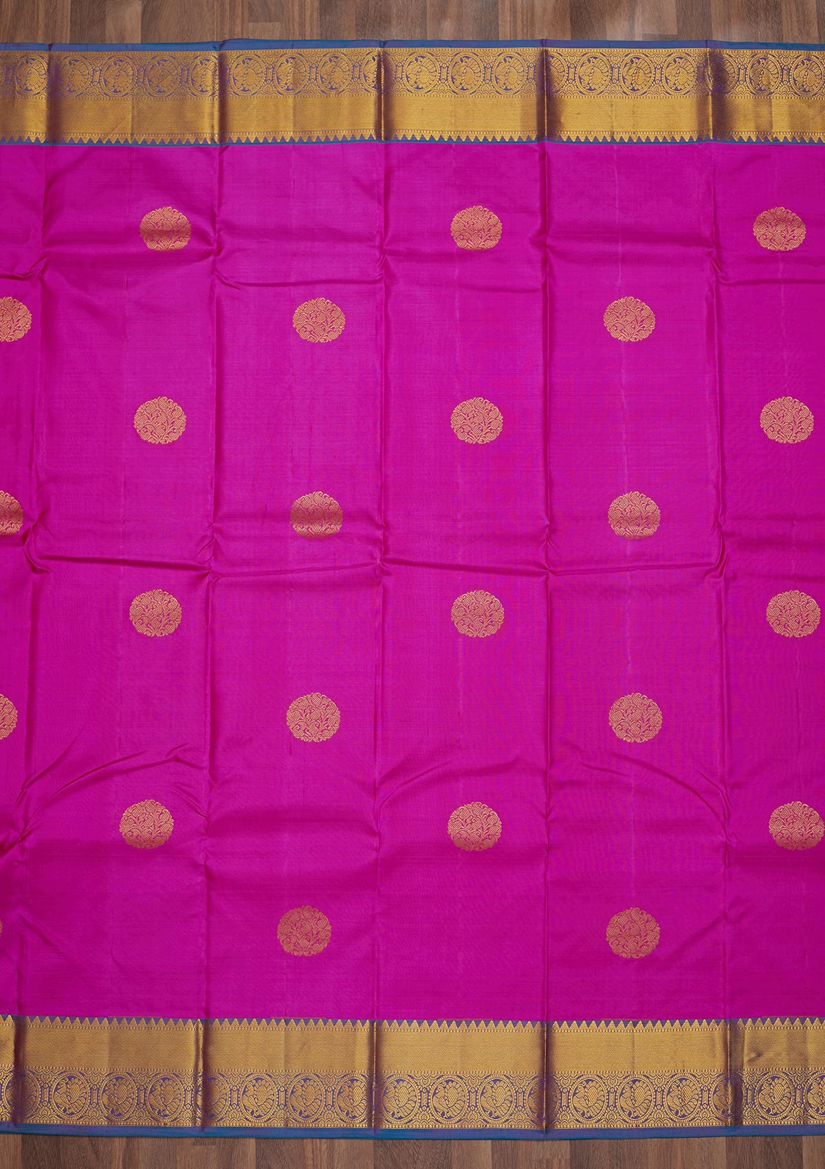 Magenta Pink Zariwork Pure Silk Saree-Koskii