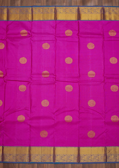 Magenta Pink Zariwork Pure Silk Saree-Koskii