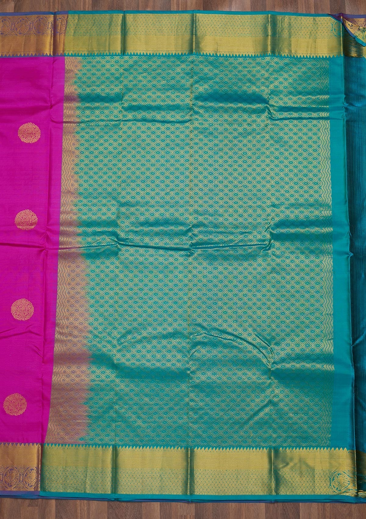 Magenta Pink Zariwork Pure Silk Saree-Koskii