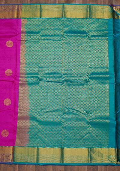 Magenta Pink Zariwork Pure Silk Saree-Koskii