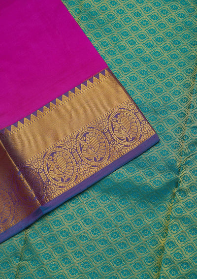 Magenta Pink Zariwork Pure Silk Saree-Koskii