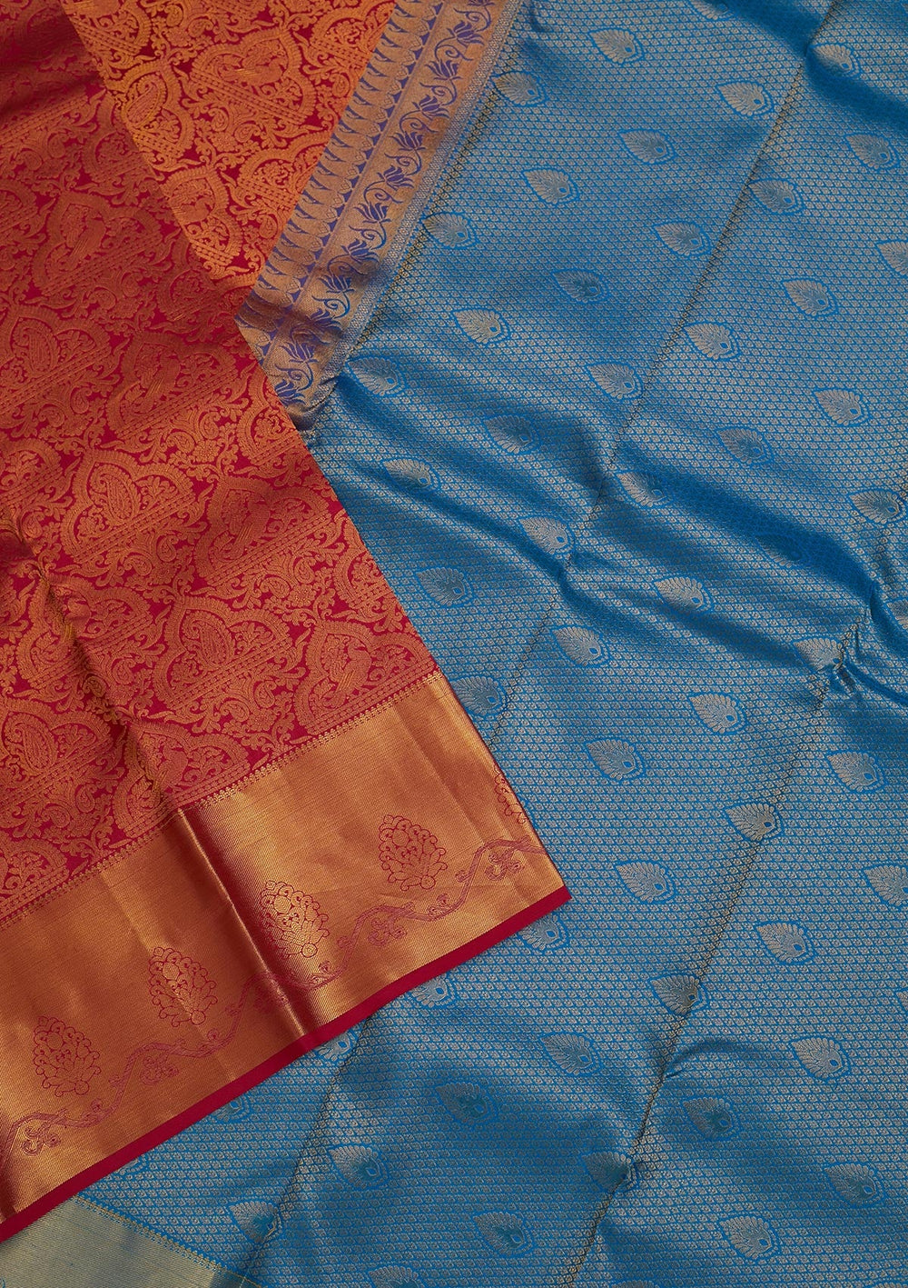 Magenta Pink Zariwork Pure Silk Saree-Koskii