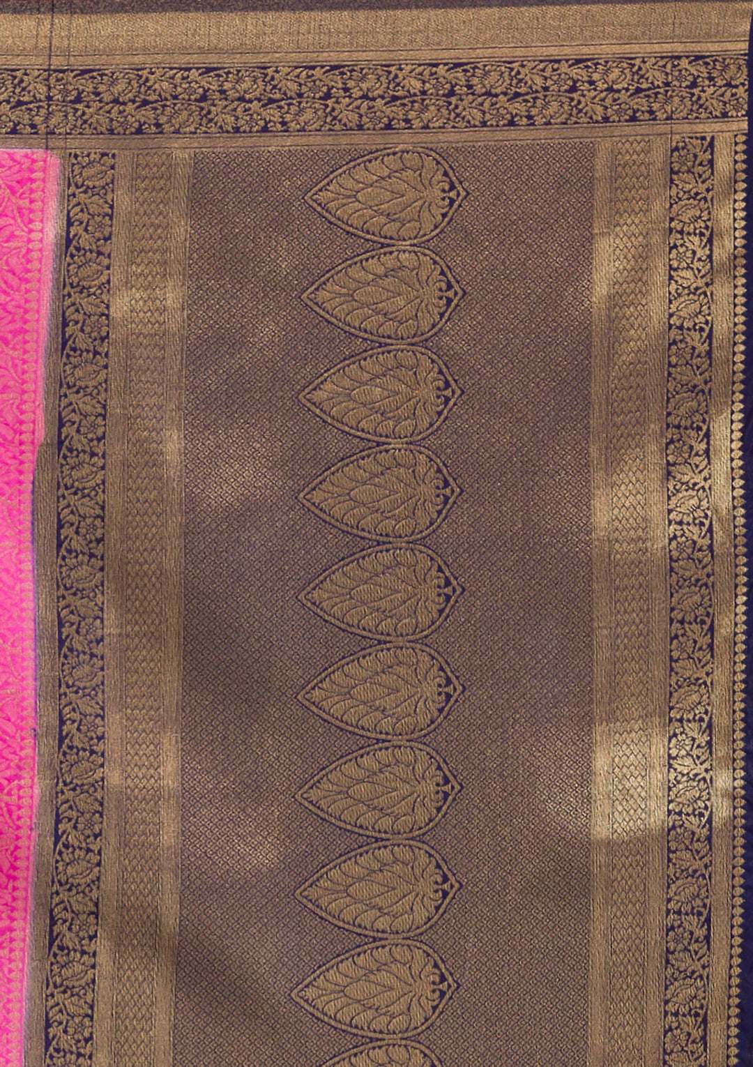 Magenta Pink Zariwork Banarasi Saree-Koskii