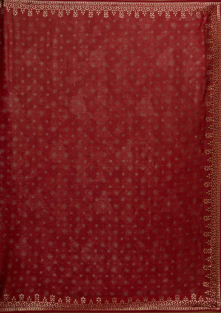 Maroon Gotapatti Semi Crepe Designer Saree - koskii