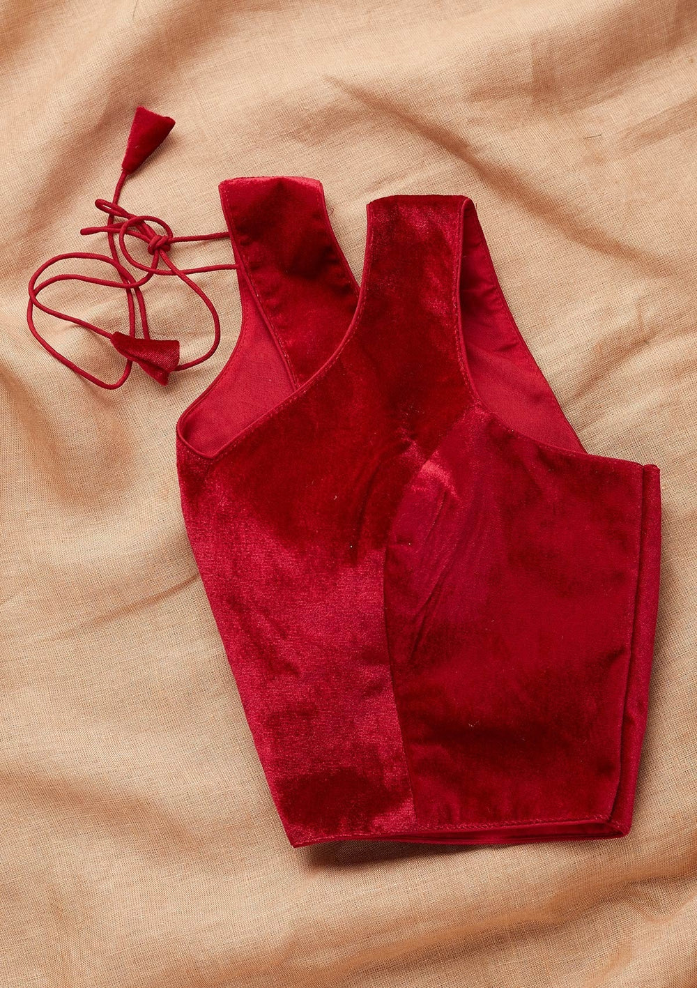 Maroon Plain Velvet Blouse-Koskii