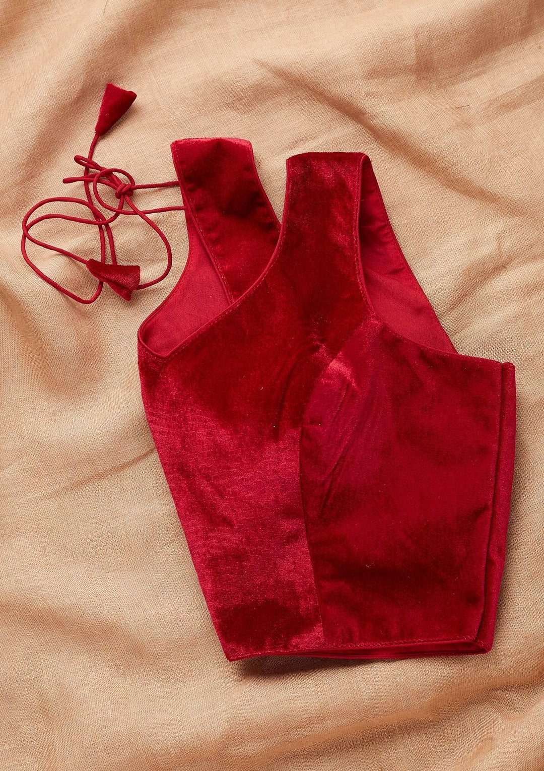 Maroon Plain Velvet Blouse-Koskii