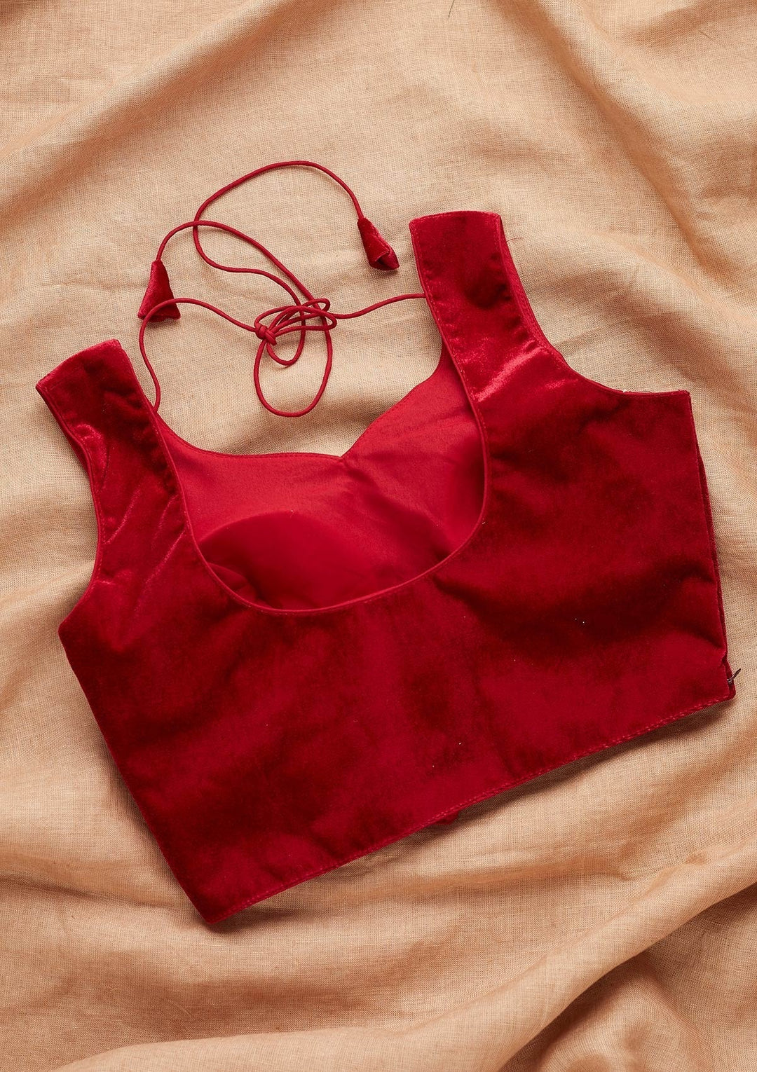 Maroon Plain Velvet Blouse-Koskii