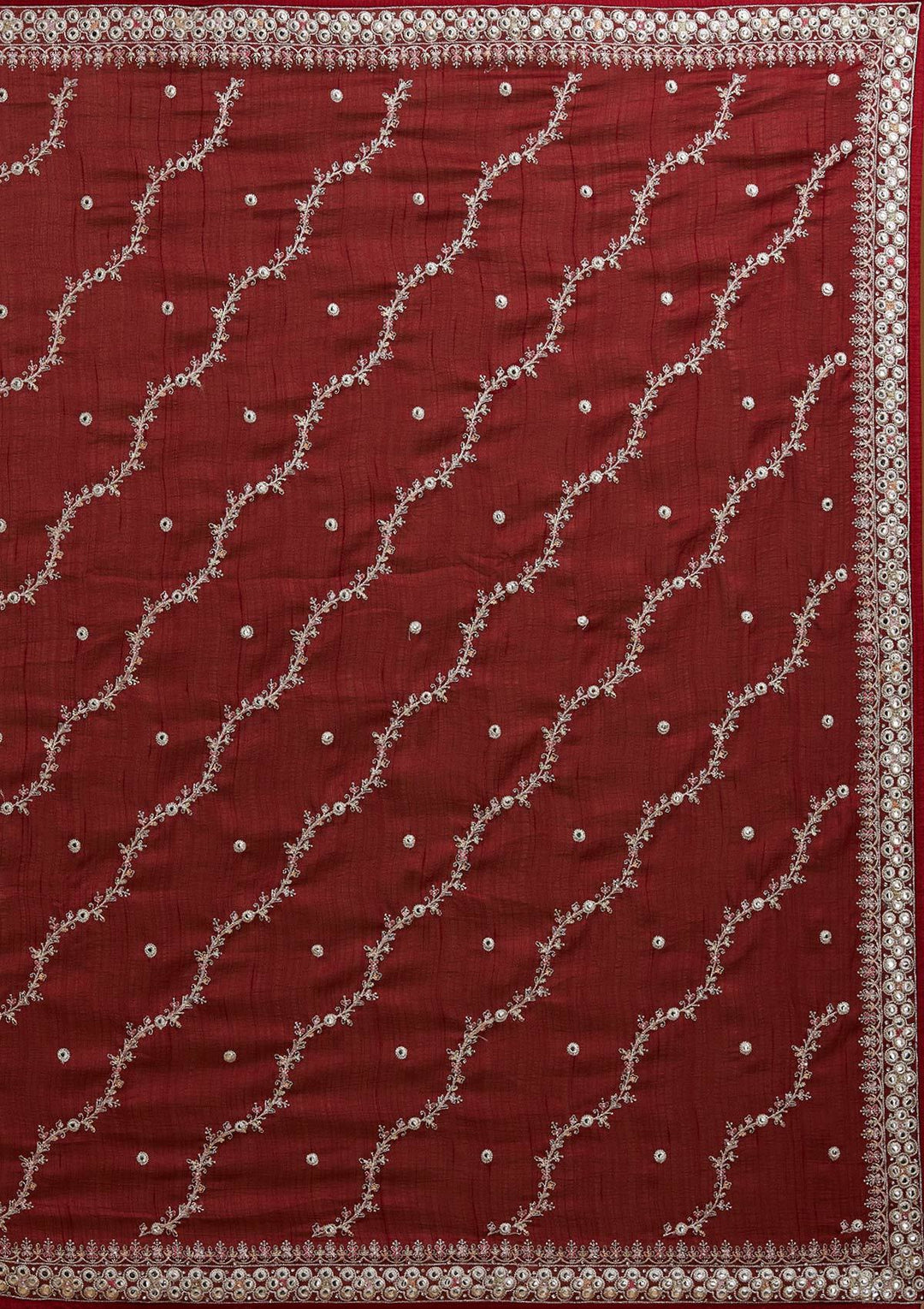 Maroon Silver Zariwork Raw Silk Designer Saree - Koskii
