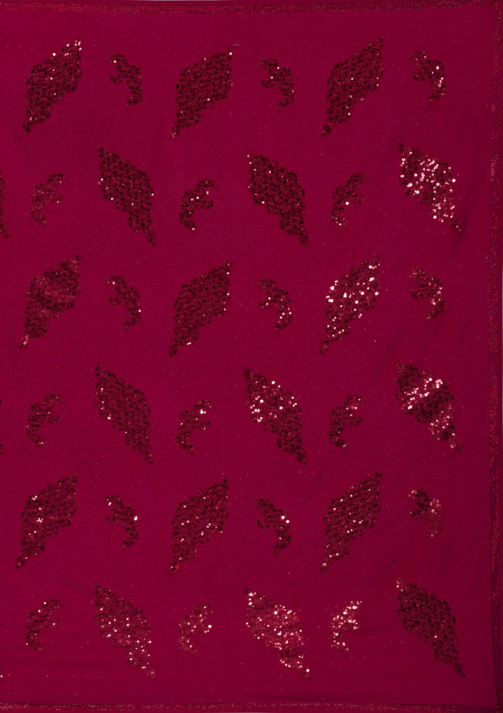 Maroon Sequins Art Silk Saree-Koskii