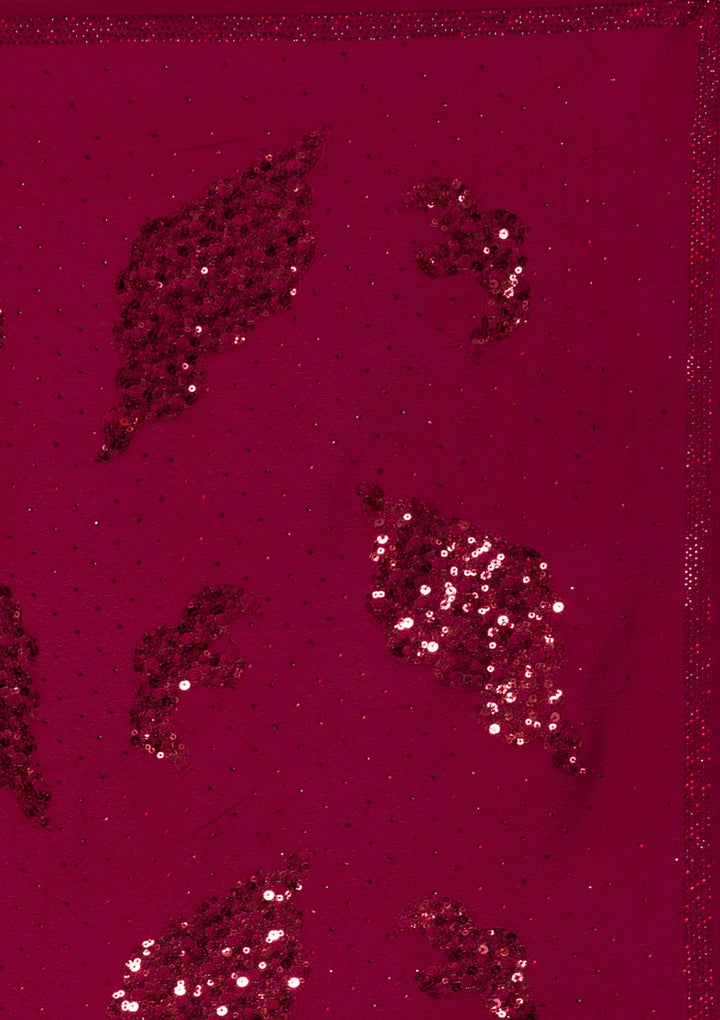 Maroon Sequins Art Silk Saree-Koskii