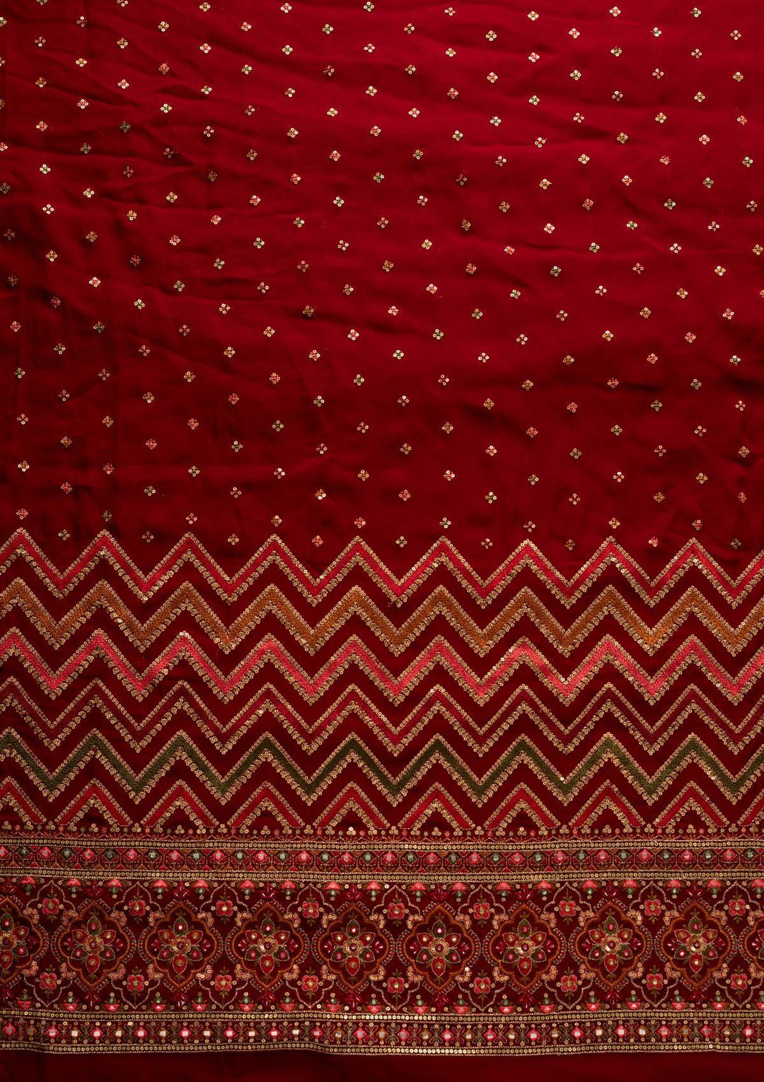 Maroon Sequins Georgette Designer Unstitched Salwar Suit - koskii