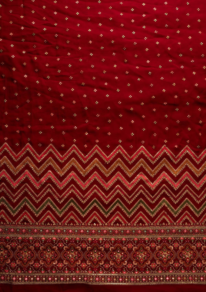 Maroon Sequins Georgette Designer Unstitched Salwar Suit - koskii