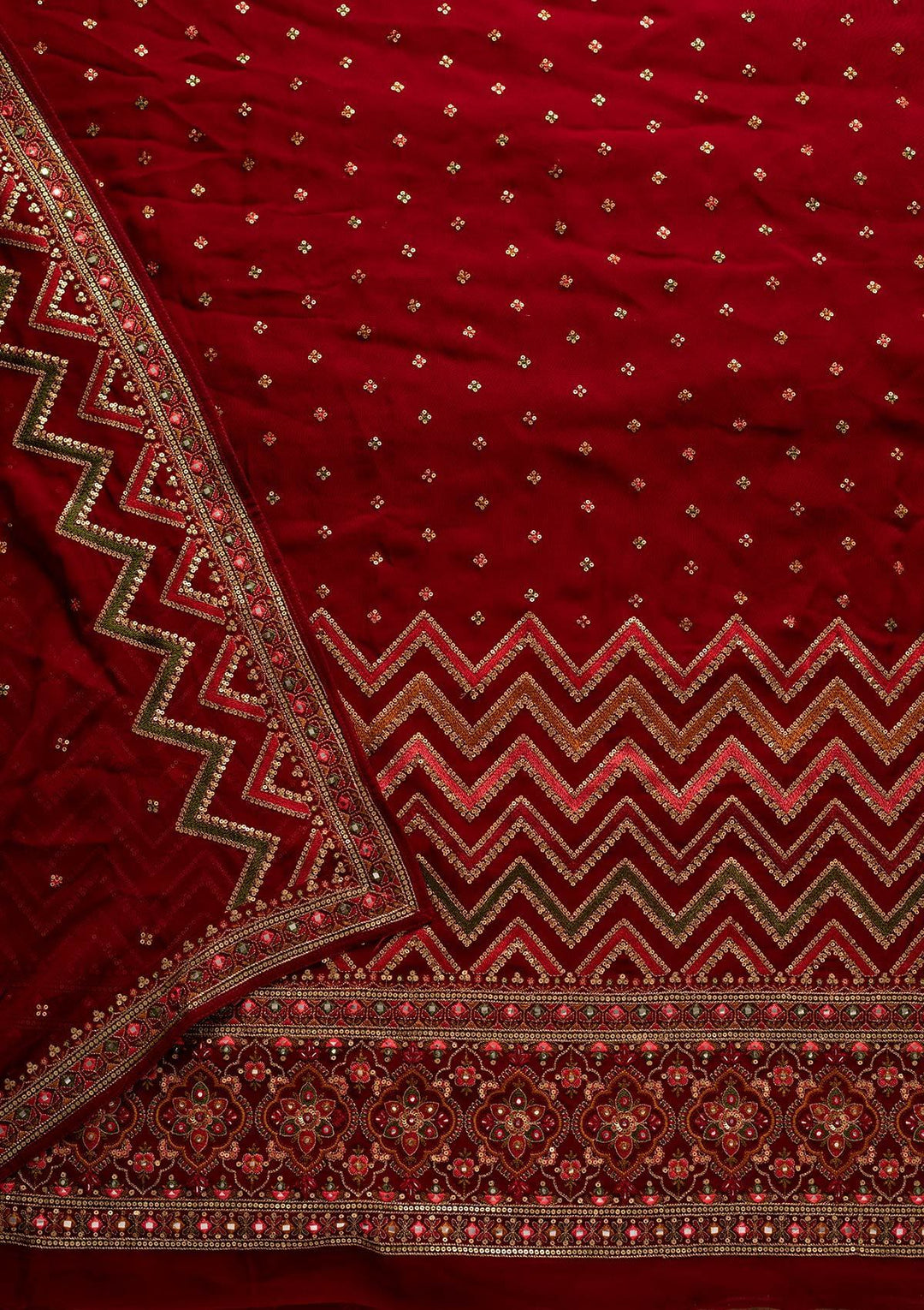 Maroon Sequins Georgette Designer Unstitched Salwar Suit - koskii