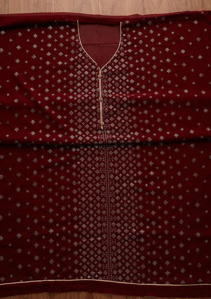 Maroon Sequins Georgette Designer Unstitched Salwar Suit - Koskii