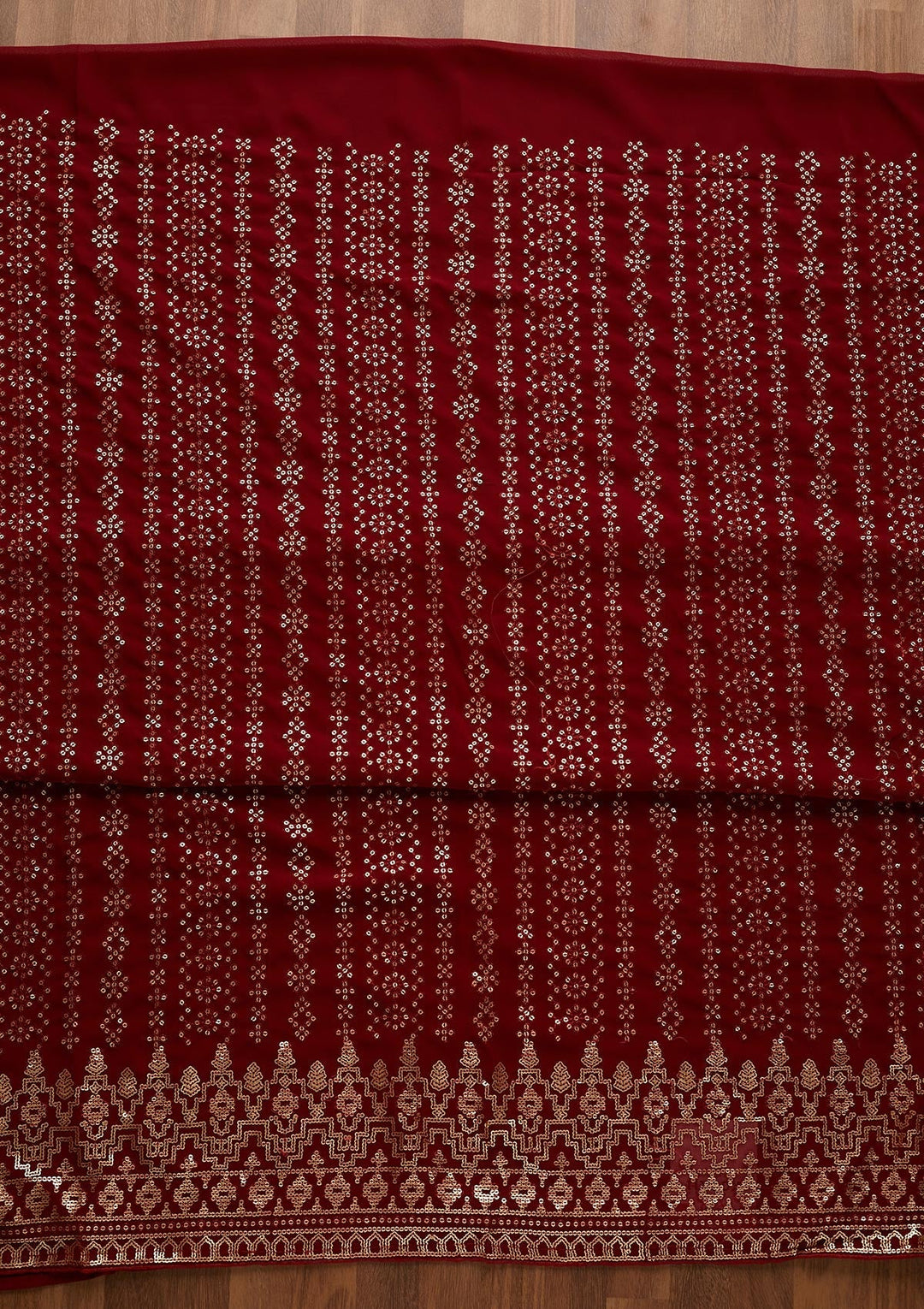 Maroon Sequins Georgette  Unstitched Salwar Suit - Koskii