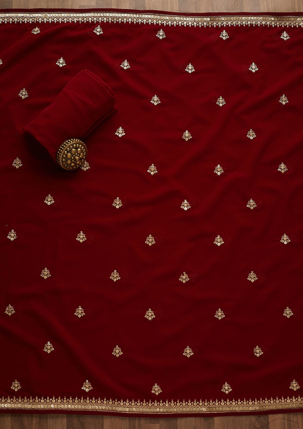 Maroon Sequins Georgette Unstitched Salwar Suit-Koskii