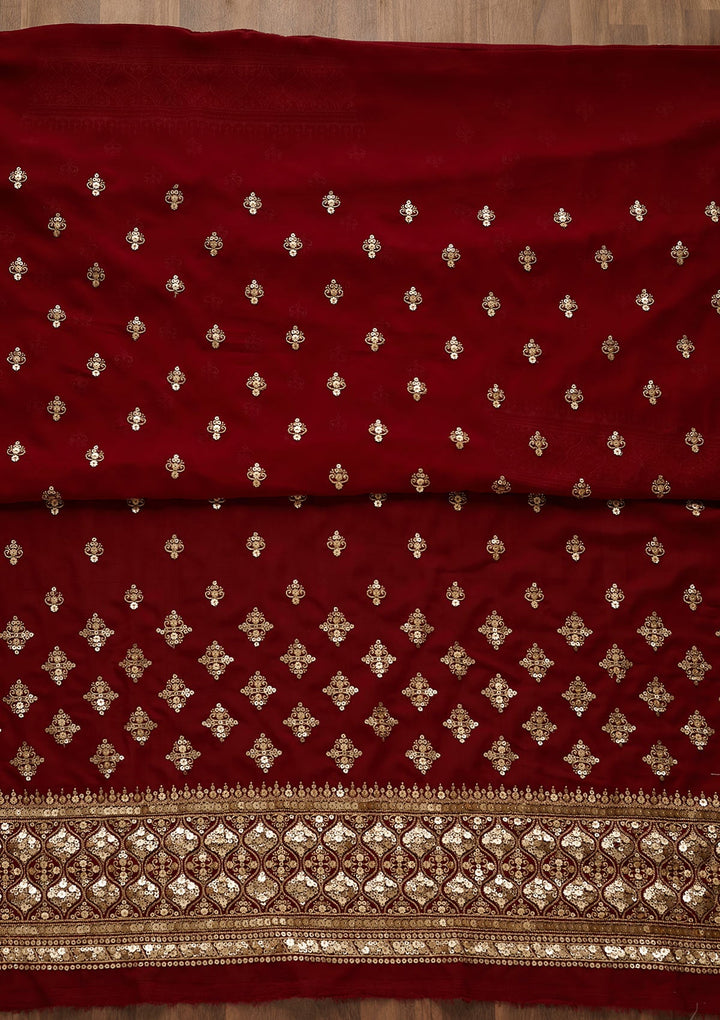 Maroon Sequins Georgette Unstitched Salwar Suit-Koskii