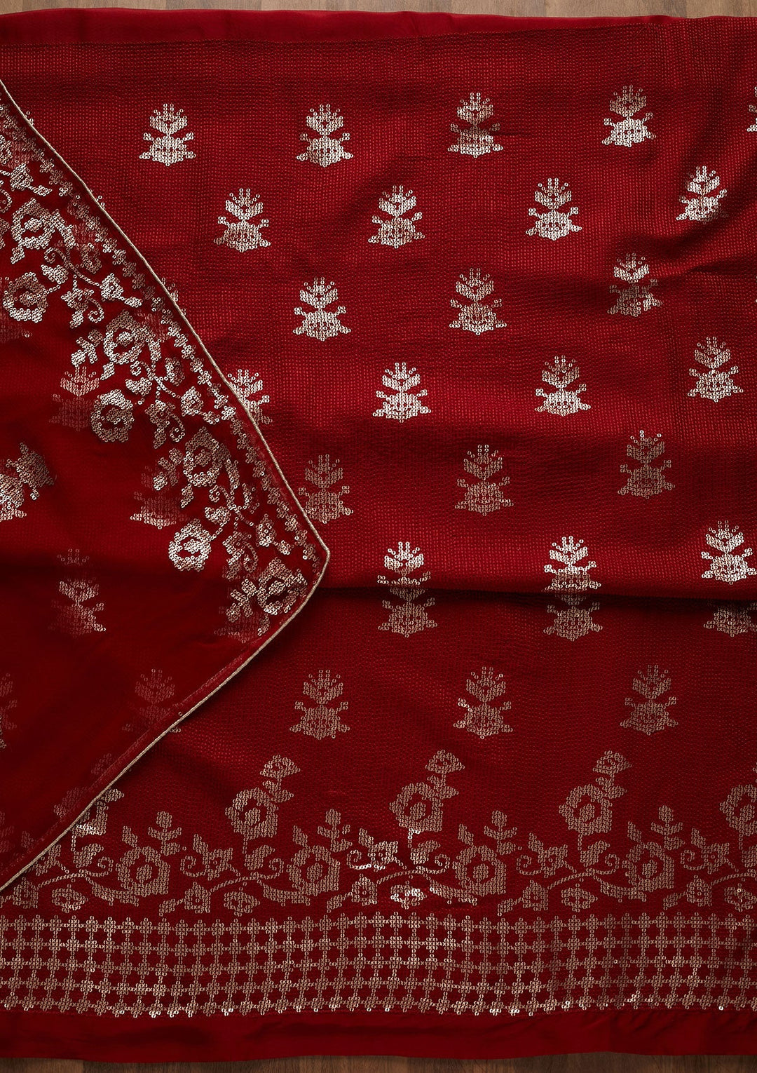 Maroon Sequins Georgette Unstitched Salwar Suit-Koskii