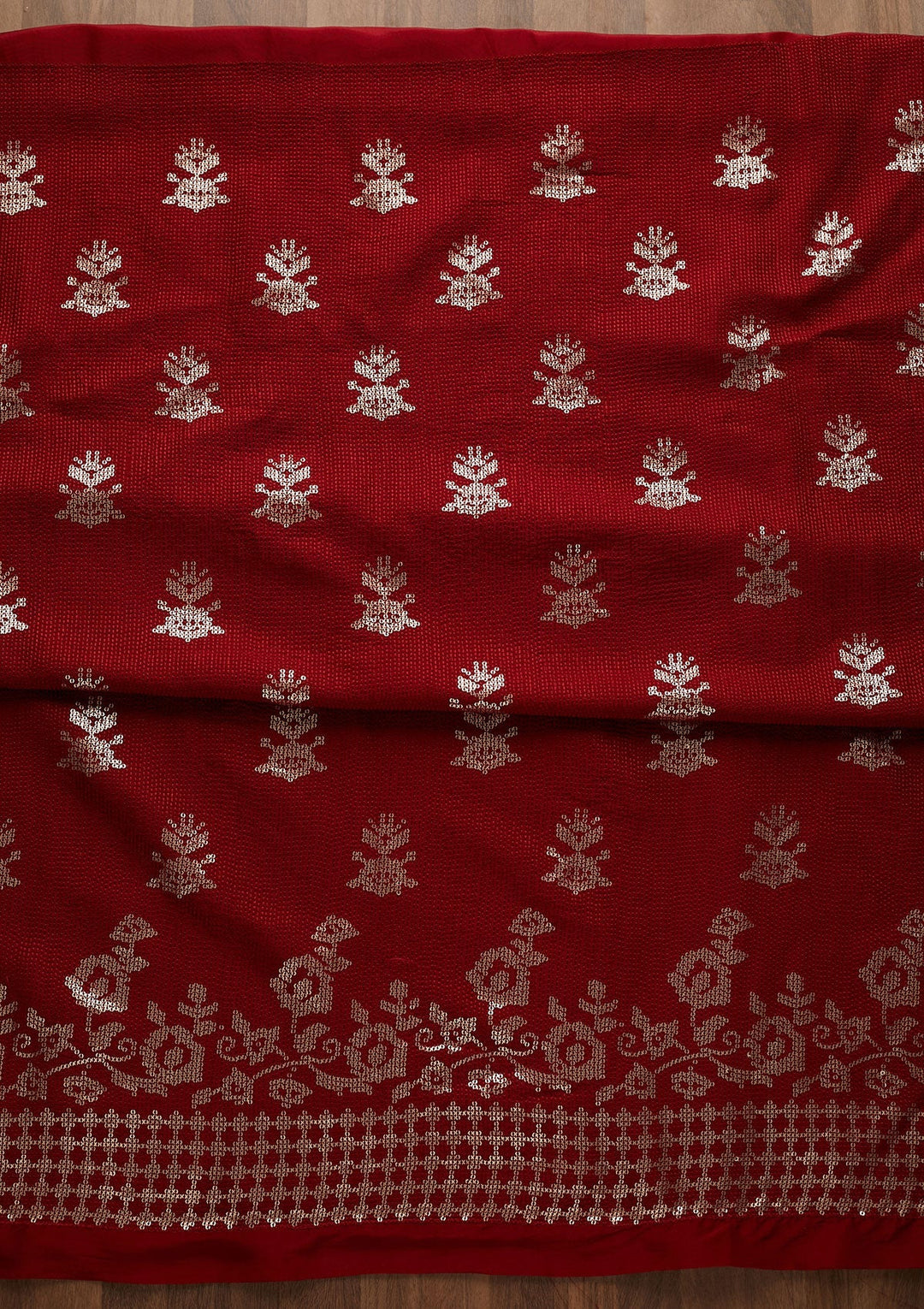 Maroon Sequins Georgette Unstitched Salwar Suit-Koskii