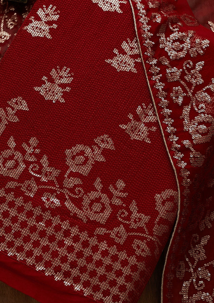 Maroon Sequins Georgette Unstitched Salwar Suit-Koskii