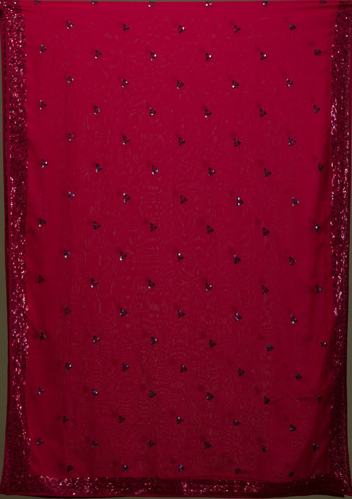 Maroon Sequins Georgette Semi-Stitched Lehenga-Koskii