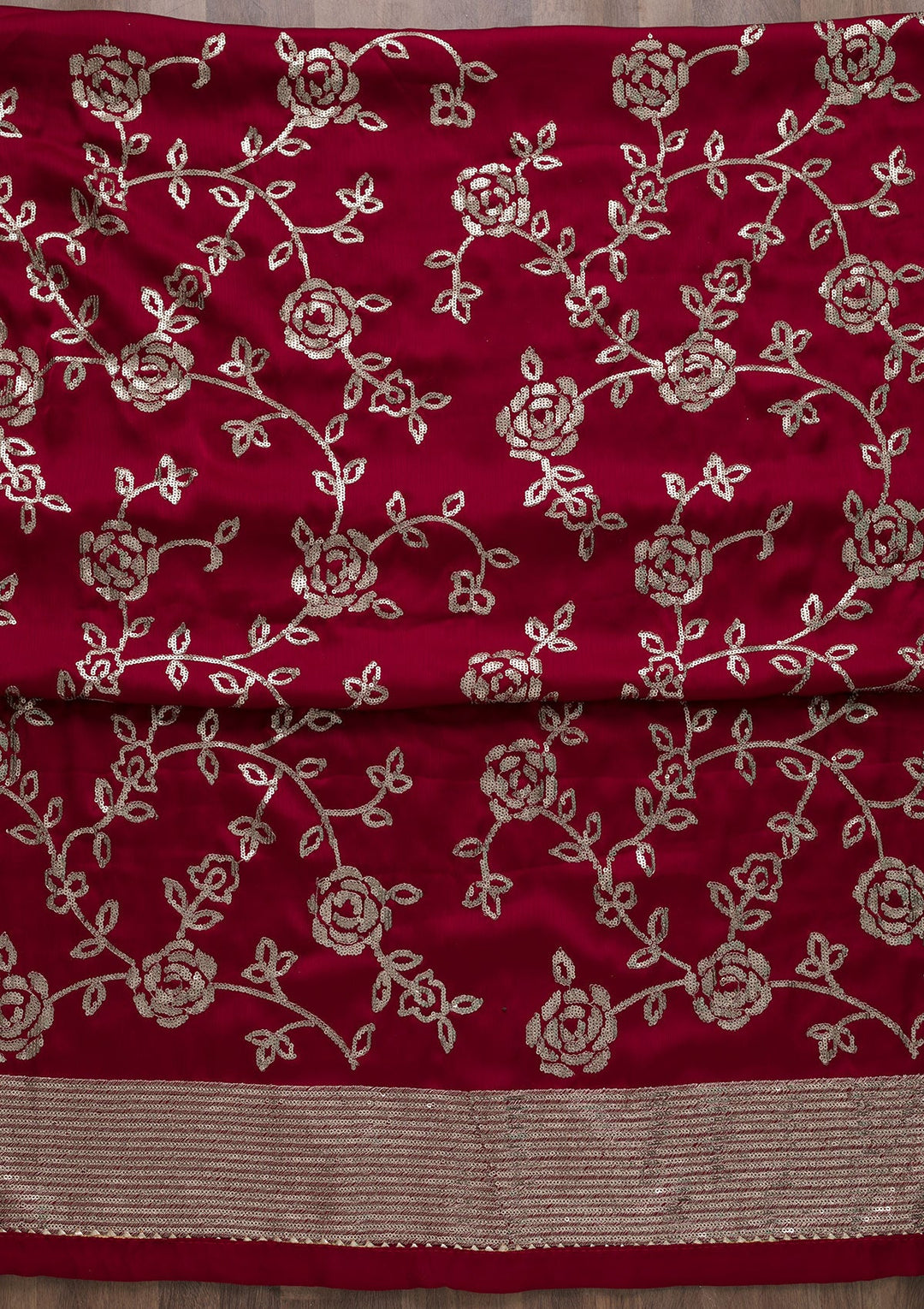 Maroon Sequins Satin Unstitched Salwar Suit-Koskii