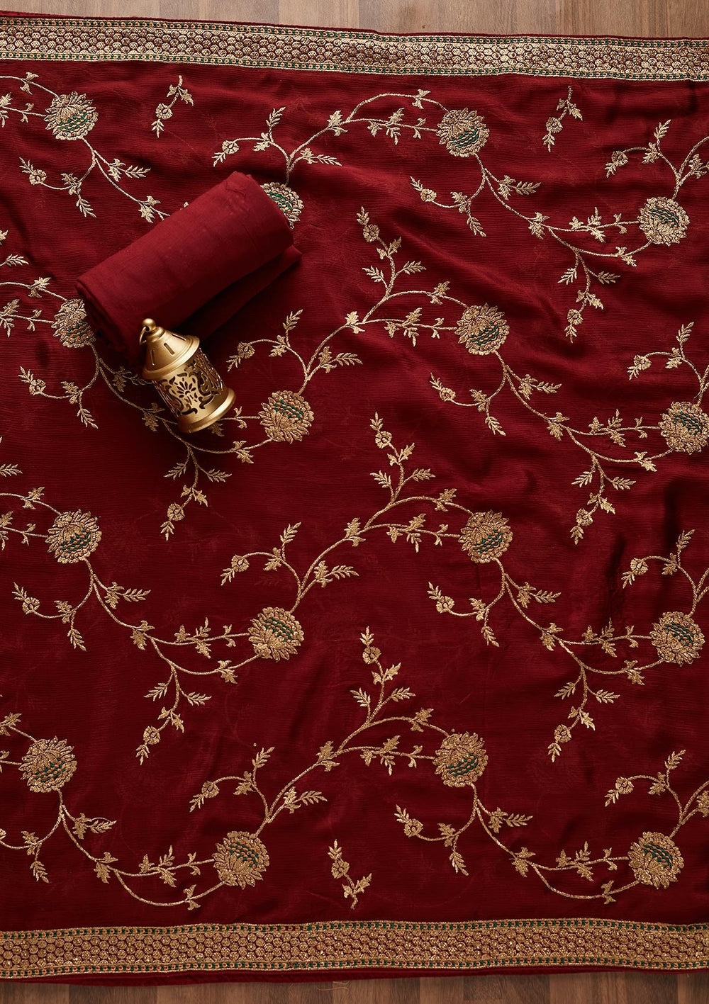 Maroon Stonework Georgette Designer Unstitched Salwar Suit - Koskii