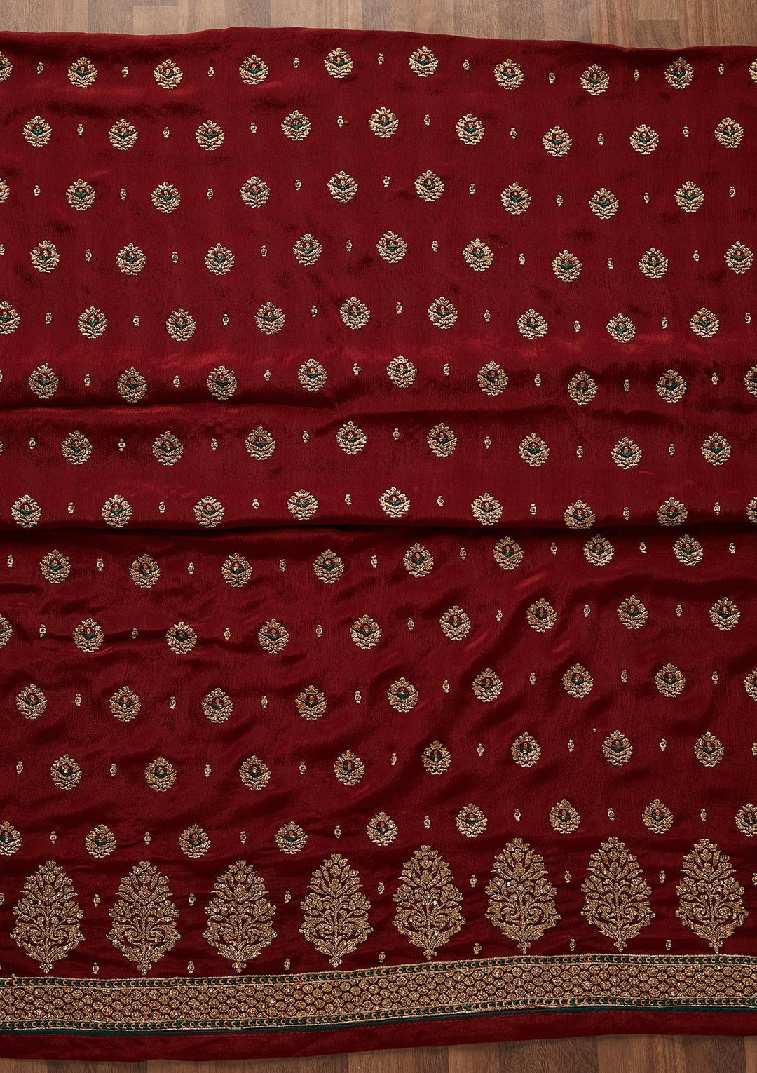 Maroon Stonework Georgette Designer Unstitched Salwar Suit - Koskii