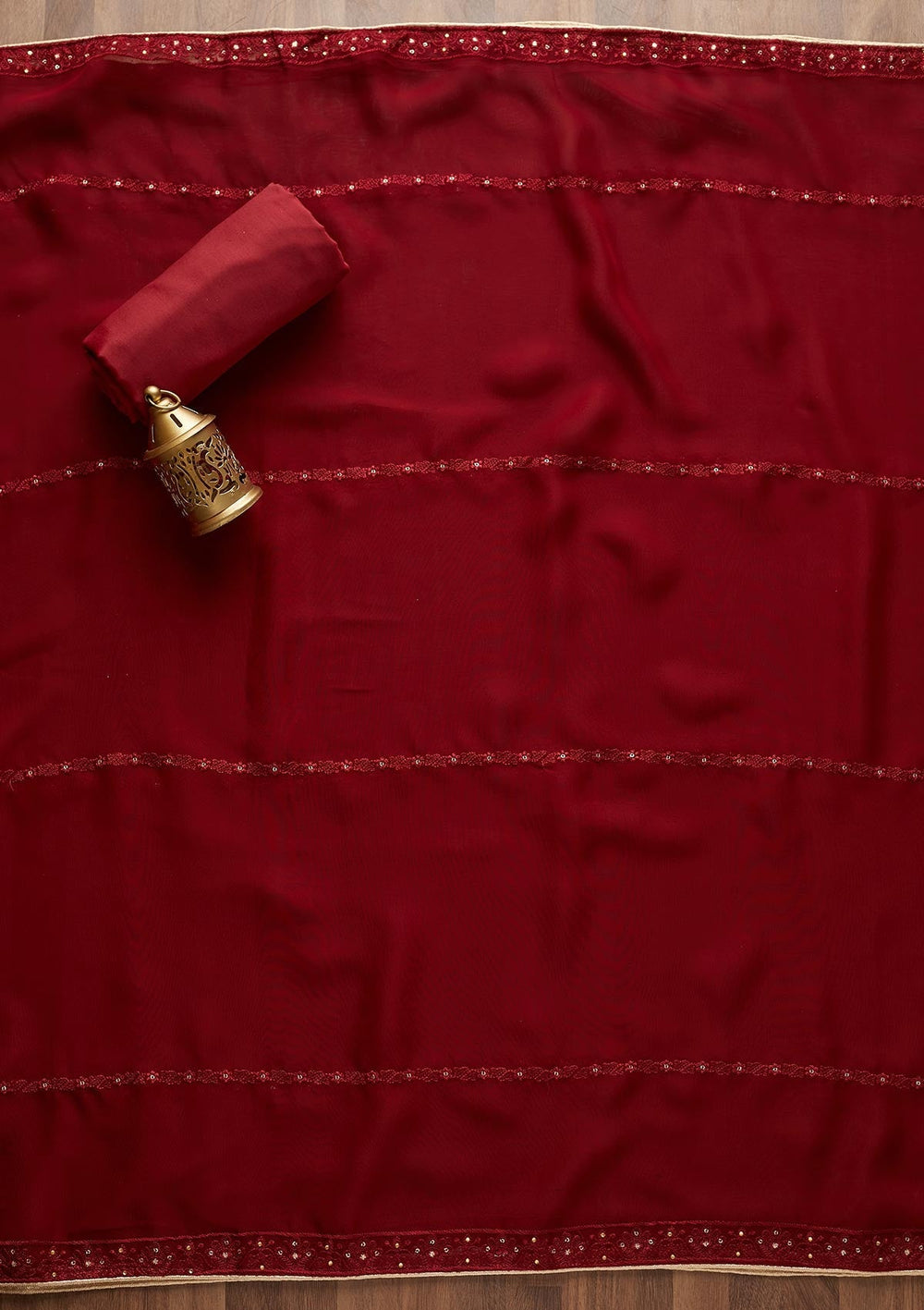 Maroon Stonework Georgette  Unstitched Salwar Suit - Koskii