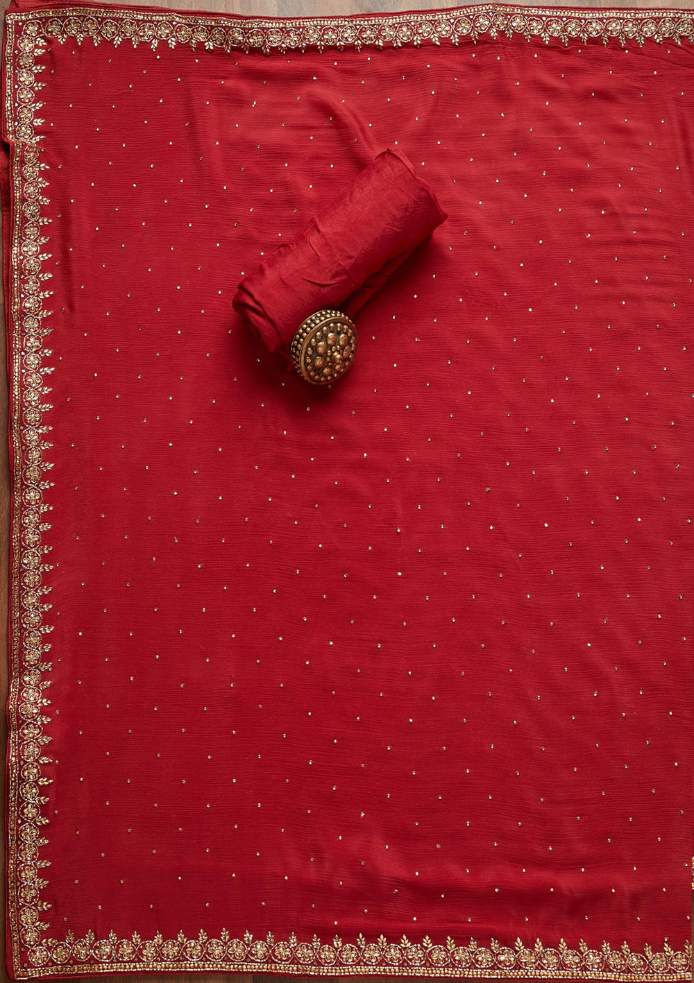Maroon Stonework Georgette Unstitched Salwar Suit - Koskii