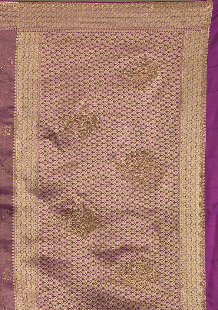 Wine Swarovski Art Silk Saree-Koskii