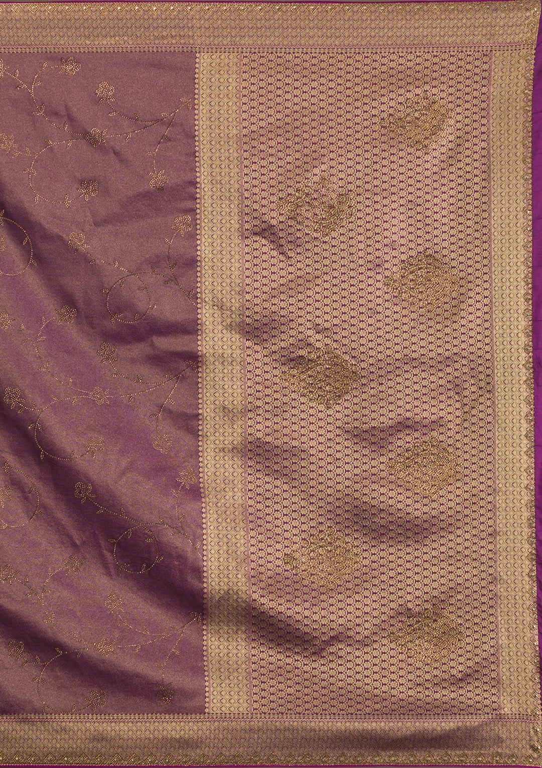 Wine Swarovski Art Silk Saree-Koskii