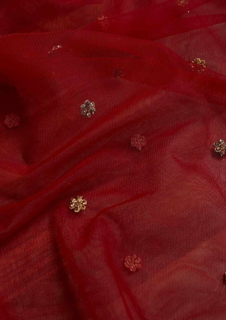 Maroon Stonework Net Dupatta - Koskii