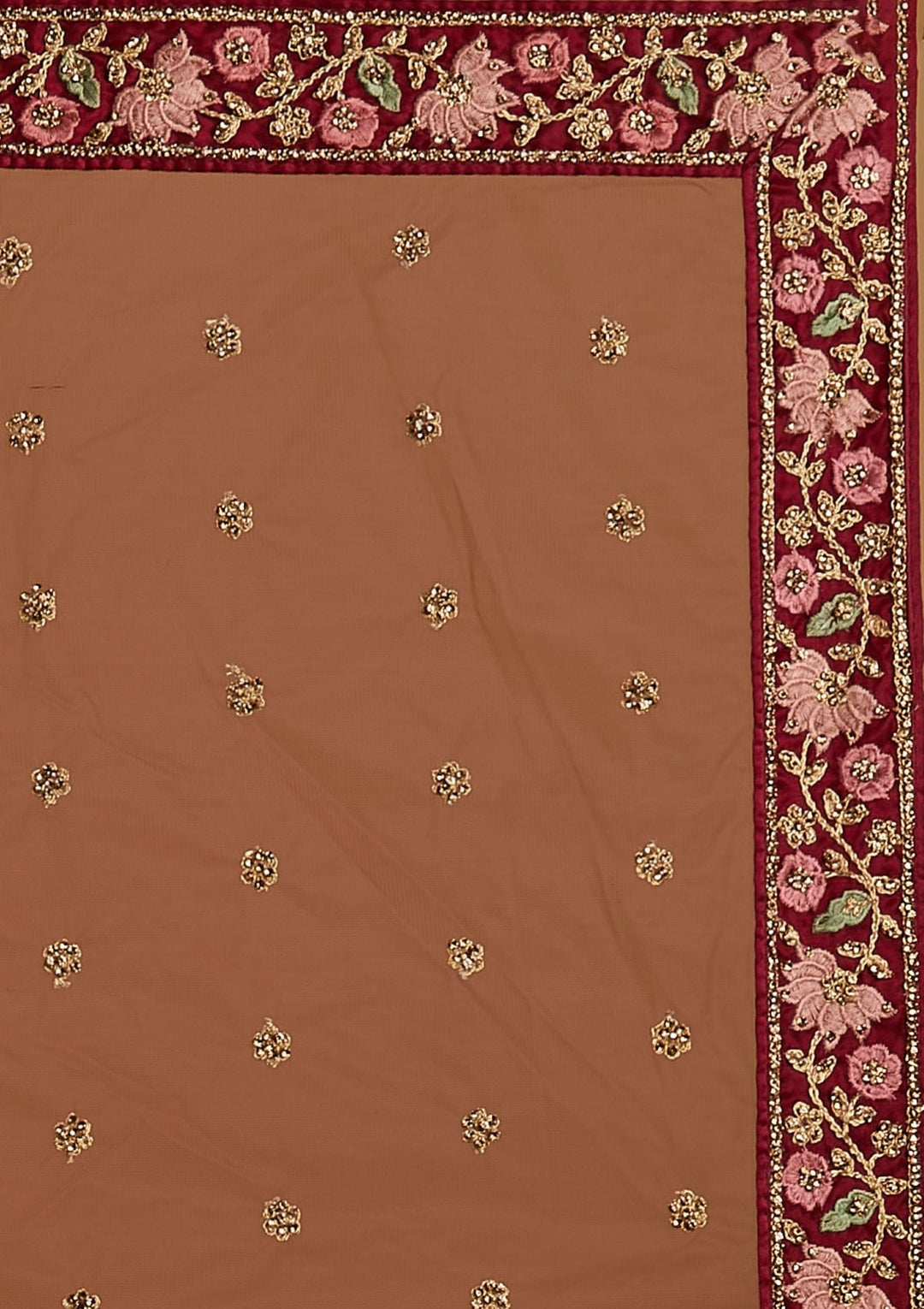 Maroon Stonework Net Designer Semi-Stitched Lehenga - koskii
