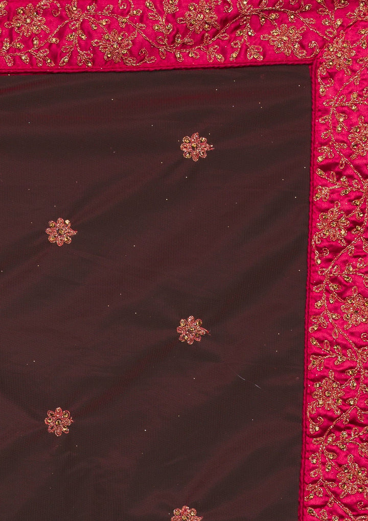 Maroon Stonework Net Lehenga-koskii