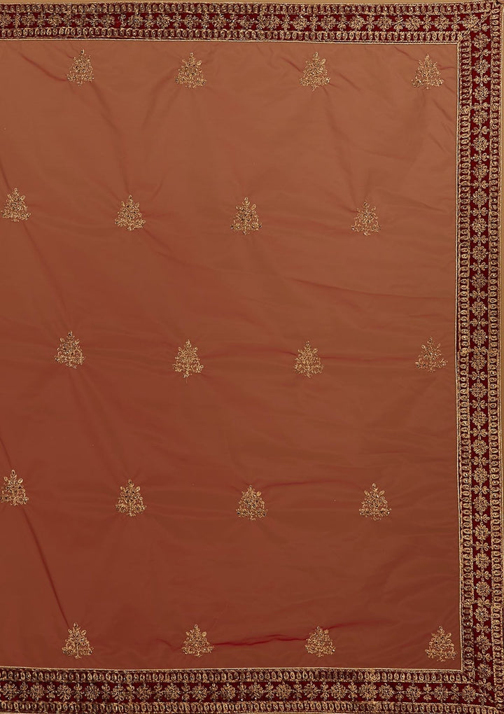 Maroon Stonework Velvet Designer Semi-Stitched Lehenga - koskii