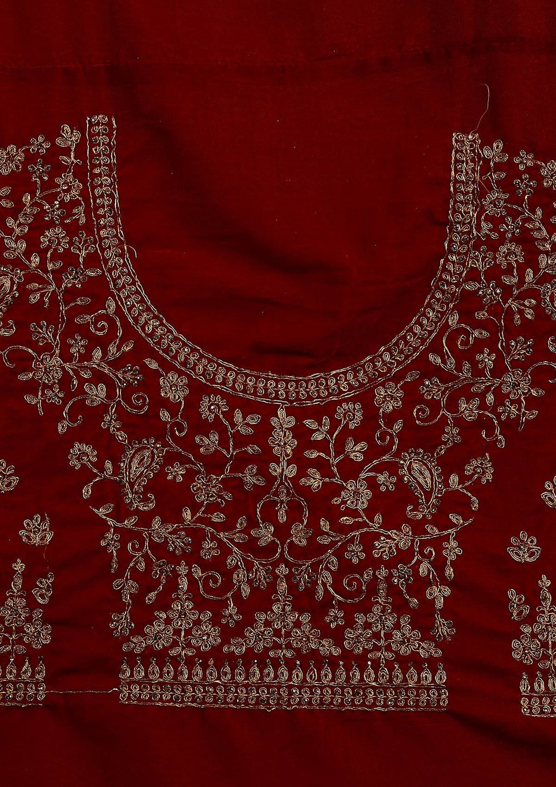 Maroon Stonework Velvet Designer Semi-Stitched Lehenga - koskii