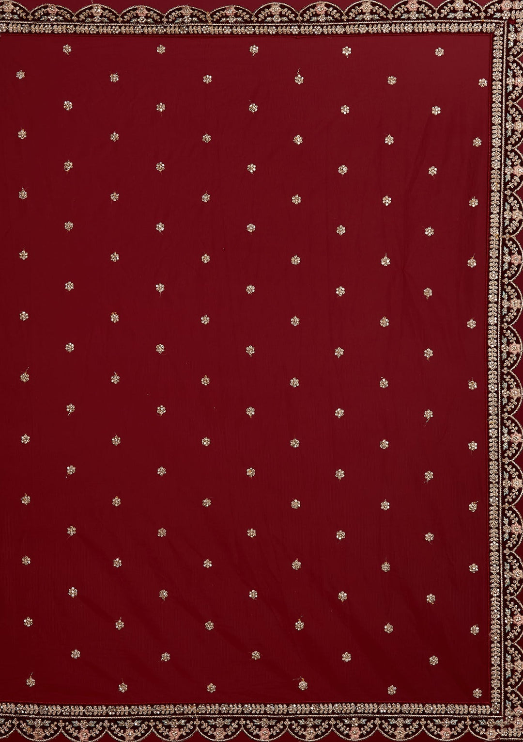 Maroon Stonework Velvet Designer Semi-Stitched Lehenga - Koskii