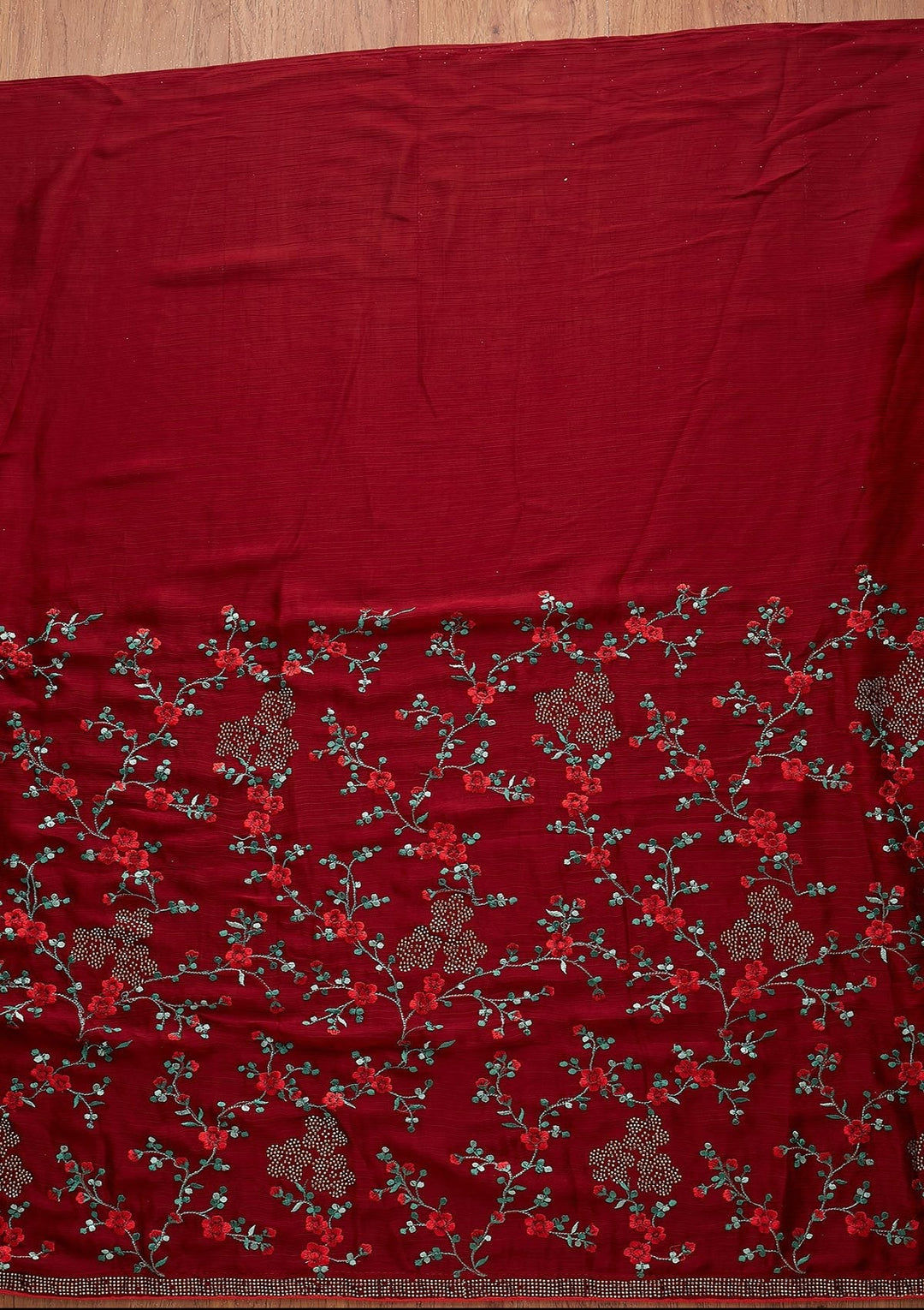 Maroon Swarovski Art Silk Designer Saree - koskii